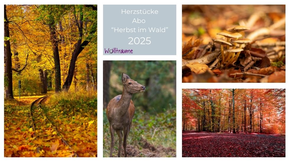 Herbst, Herzstücke mit handgefärbter Wolle